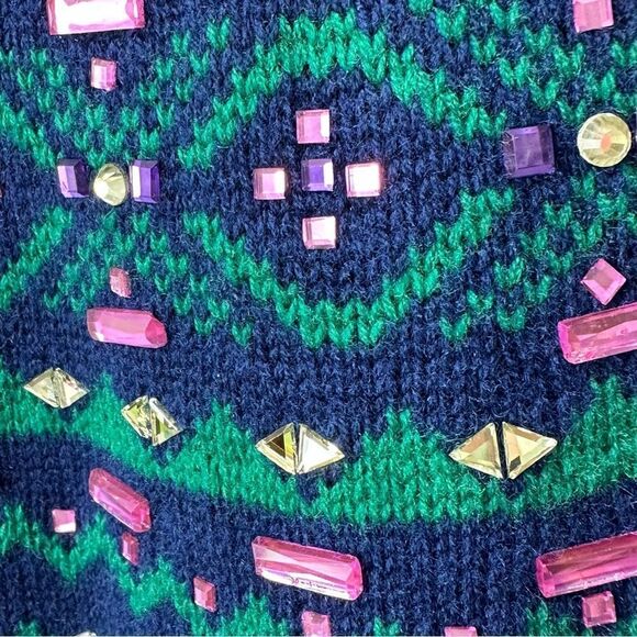 Talbots Lambswool Bejeweled Holiday Sweater Large - Picture 11 of 12